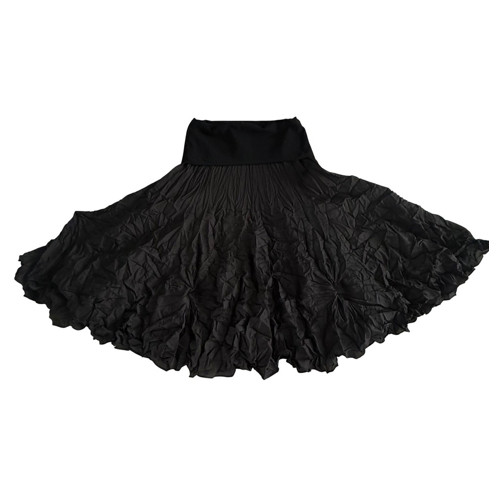 Joseph Ribkoff Womens Crinkle Midi Skirt Black Sheer Size 6 Artsy Lagenlook